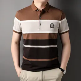 Polos mężczyzn mlshp kaus pria pria golf katun bordir Lengan Pendek Musim Panas Mewah Kasual Bergaris Kualitas Tinggi 3xl 230515