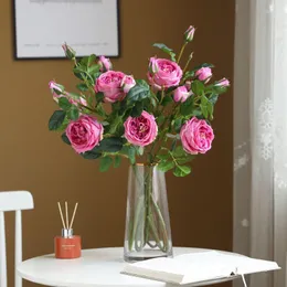 装飾的な花6PCはバッドラテックスコーティングで上昇し、濡れた花びらのように感じます人工花の結婚式の装飾パーティーイベント -