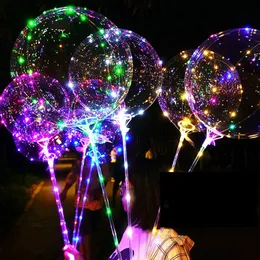 LED Balloons With Stick Luminous Glow Latex BOBO Balloon Kids Toy Festival Birthday Party Supplies Wedding Decorations