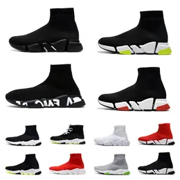 Designer meias sapatos casuais plataforma homens mulheres velocidade reciclada preto clássico 2.0 1.0 treinador corredor sneaker meia sapato velocidades graffiti treinadores preto branco vermelho tênis