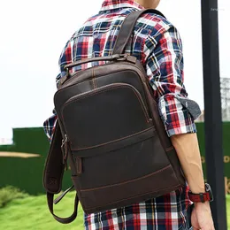 Rucksack AETOO Retro Pendeln Crazy Horse Skin Herren Business Travel Große Kapazität Ledertasche