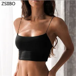 T-shirt ZSIIBO Krótki Camis Kobiety Summer Solid Black Whitetops Kobieta z dzianiny z backeless tops 2018 gorąca sprzedaż seksowna elastyczna elastyczność