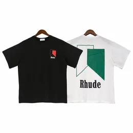 Marca de luxo Rhude Shirt Men T Shirts Designer Men Shirt Men Shorts Imprimir Branco S M L XL Street Algodão Moda de Moda Menção Tshirts 3356