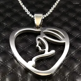 Pendant Necklaces 2023 Fashion Nuns Stainless Steel Big Necklace Women Silver Color Heart For Jewelry Collane Donna N74128S07