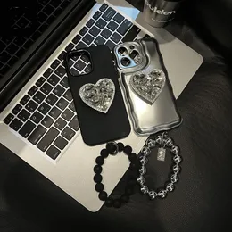 Fashion creativity tpu phone cases iPhone 14 13 Pro max Electroplated silver three-dimensional love chain suitable iPhone promax phone case Korean style 11 female 12