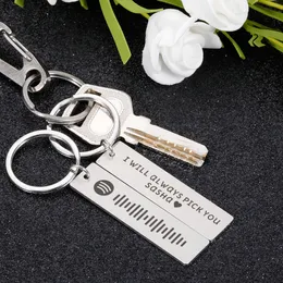 Ny personlig Spotify Code KeyChain Pendant Graverat namn och Song Keychain Music Keyring Scannable Spotify Song Music Code