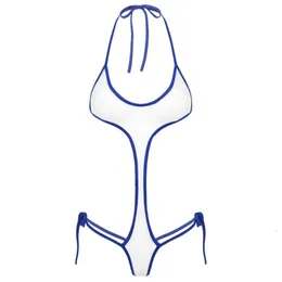 Onepiece garnitury mikro bikini stroje kąpielowe Kobiety Kobiety kąpielowe bikini bikini seksowne stałe kolor przezroczysty sznur koronkowy koronkowy stringi z tyłu 230515