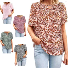 Women's Blouses Women'S Floral Shirt Spring And Summer Boho Style Top Chiffon V Baggy Beachwear Breathable Oversized Social Dress