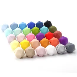 أطفال أسنان الطفل 50pcs 14 ملم سيليكون icosahedron تسنين الخرز BPA الحرة طفل teether سوار سوار الالتصاد سلسلة التمريض السلسلة 230516