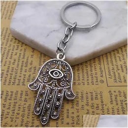 Kluczowe pierścionki Nowa brelok 36x25 mm Eye Hamsa Palm Ochrona Pendants