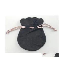 Jewelry Pouches Bags Pink Ribbon Black Veet Fit European Pandora Style Beads Charms And Bracelets Necklaces Fashion Pendant Pouches Dhj7L