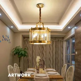 Pendant Lamps Deluxe Copper Pendent Lamp European Classical Chandelier LED Hanging Is Applicable To Bedroom Living Room Dining