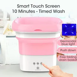 Machines Mini Washing Machine For Underwear Sock For Dehydration Centrifuge Basket Portable Folding Washing Bucket With Bluray Drain Hol