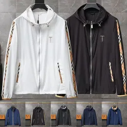 클래식 격자 무늬 남성 후드 가드 재킷 디자이너 재킷 남자 패션 캐주얼 윈드 브레이커 봄 여름 얇은 코트