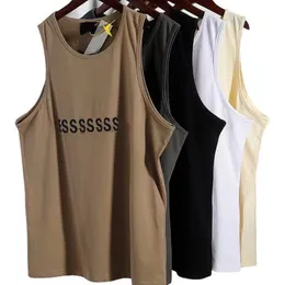 E SS TシャツタンクメンデザイナーベストTシャツ夏のレターノースリーブコットンコットンスポーツベストスウェット吸収通気性Tシャツ汎用性の高いカジュアルメンズTシャツトップ