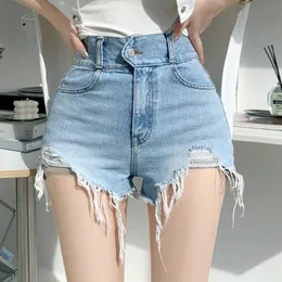 Women's Shorts Celana Pendek Laris Bergaya Streetwear Jeans Sobek Vintage Perempuan Denim Pinggang Tinggi Wanita Musim Panas Chic Kasual 230515