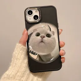 Botão de metal de gato gato para iphonr 14 capa de telefone iphone 13pro/11/12/xsmax anti -gota
