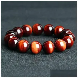 Beaded Minimalistiska naturstenbönpärlor Tiger Eye Armband 5Aadd högkvalitativ rödbrun Braclet för män Yoga smycken Drop Deliv Dhria