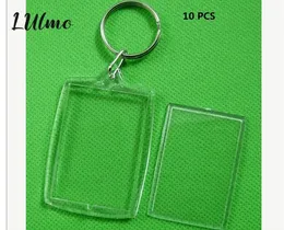 5pcs/lot retângulo transparente em branco Inserir foto fotografia moldura com teclado keyring Chain de chave de anel dividido DIY DIY