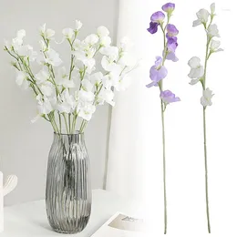 Fiori decorativi 63 cm Fiore artificiale Pisello finto di seta per bouquet da sposa Fatto a mano Dolce Decorazione domestica Panno riutilizzabile Fai da te 5 colori