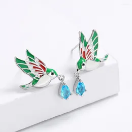 Stud Earrings Fashion Bird For Women's Creative Handmade Enamel Jewelry Hummingbird High-quality Anniversary Gift