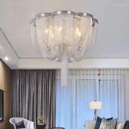 Lampade a sospensione Lampada a LED Soffitto a catena nordica Stile italiano Appeso per soggiorno Sala da pranzo Lampadari in alluminio Illuminazione