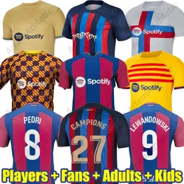 Barcelonas Soccer Jerseys 2023 2024 Rosalia Motomami Lewandowski Pedri Gavi Barca Football Dorts Kit Kids Player Version R.Araujo Ansu Fati F.De Jong Jersey 23/24