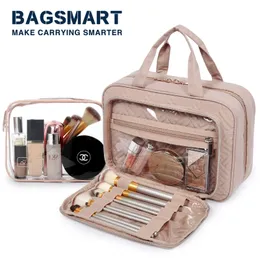 Kosmetiska väskor fall Bagsmart Tas Kosmetik Tahan Air Besar Perlengkapan Mandi Organiser Rias Perjalanan Wanita Untuk Sampo Kontainer Ukuran Penuh 230516