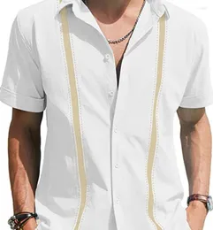 Camicie casual da uomo Camicia da uomo manica corta Patchwork Camicetta da spiaggia stile caraibico messicano Bottone bavero estivo Solido