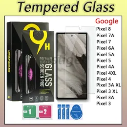 Protector de pantalla Vidrio templado para Google Pixel 8 7A 7 6A 5A 5 4A 4XL 4 3A XL 3 5G Película protectora 9H 0.33mm 2.5D con caja al por menor