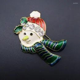 Broszki Jolly Holiday Snowman Head - Frosty the Christmas Brooch prowadzenie za darmo z kryształowymi akcentami Przedmiot: ST015