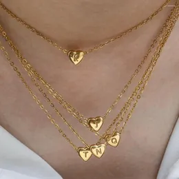 Hänge halsband damer minimalistisk liten kärlek initial halsband smycken rostfritt stål 18k guld pläterad mini hjärtform bokstav