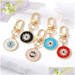 Nyckelringar Evil Eye For Friend Lovers Gift Crystal Sun Bag Car Keyring Pendant Keychain Drop Delivery Jewelry Dhgarden DH5XH