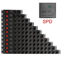 ADAPTER 2/12 Enhet PDU Network Cabinet Rack Power Strip Distribution 16A 250V Europeisk standarduttag med Switch SPD 2M -tråd