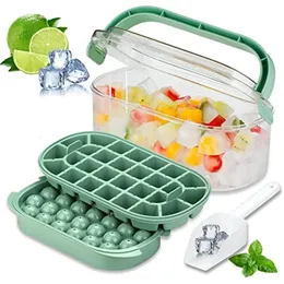 Dondurma aletleri taşınabilir 2 içinde 1 buz küp kalıbı ve saklama kutusu yüksek kapasiteli 54 yuva buz topu buz yapıcı yaz mutfak aletleri 230515