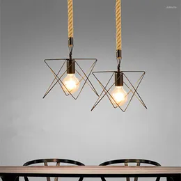 Pendant Lamps Moonlux Creative Iron Craft Rope Ceiling Lamp Retro Single Head Chandelier For Home Bar Restaurant Decor(Without B