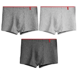 Underpants 3PcsLot Men Cotton Underwear Men's Yarn Dyed Stripe High Elastic Male Boxer Underpant Head Youth Middle-Aged Boxers Underpants 230515