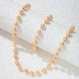 Einfaches Perlenarmband-Halsketten-Set für Männer und Frauen, geometrische Legierung, Metall, Kreisperlen, beliebtes Schmuckset
