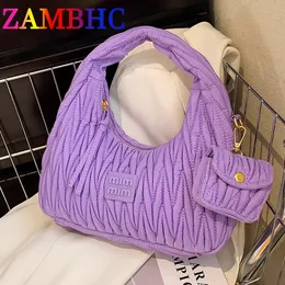 Evening Bags Tas Bahu Nilon Lembut Wanita Kantung Ketiak Mewah Merek Desainer untuk Perempuan Benang Tren dan Dompet Tangan 230516