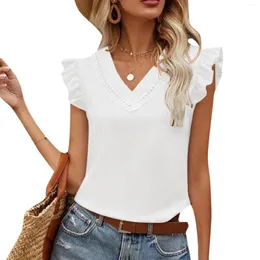 Koszulki damskie moda koszula damska plecak białych kobiet letni v szyja swobodne topy puff