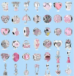 925 ciondoli in argento sterling per gioielli che fanno per pandora perline All'ingrosso nuovo rosa gelato cuore a forma di perla personalizzata fiore mamma