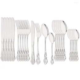 Dinnerware Sets Royal 24Pcs High Quality Tableware Set Stainless Steel Flatware Cutlery Silver Western Spoon Fork Knife Silverware