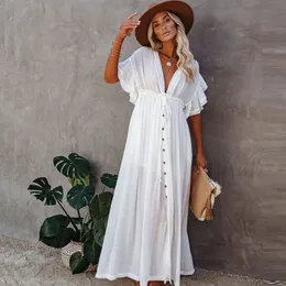 Maternity Dresses Maternity Dress Summer Beach Dress Women's Pregnant V-neck Solid Ruffled Sexy Dress Pography Props Breastfeeding Vestidos 230516