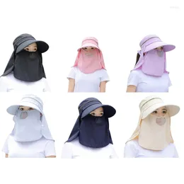 Chapeaux à large bord femmes masque facial chapeau fille pêche visière-chapeau rabat détachable 28TF