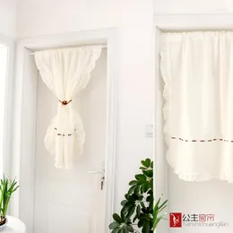 Tenda da cucina in stile coreano Tende corte Tende a pacchetto Floreale Bianco Pannello trasparente in cotone Trattamento per finestre Porta Decorazioni per la casa