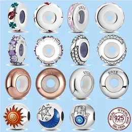 925 Charm Perlen Zubehör passen Pandora Charms Schmuck Geschenk Großhandel Goldfarbe Silikon Spacer Stopper Bead