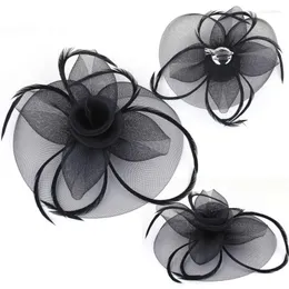 Headpieces 1PC Fashion Women Flower Hair Clip Bow Headwear Veil Lace Feathers Small Mini Top Hat Wedding Cocktail Tea Party Accessories