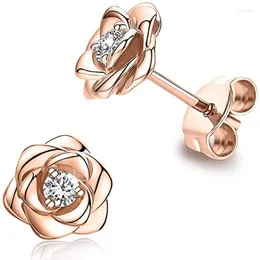 Studörhängen Caoshi Dainty Flower for Women Delicate Ear Studs Daily Life Brilliant Zirconia Accessories Engagement