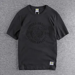 メンズTシャツエンボス加工タイガーメンズ半袖Tシャツ2022年夏の新しいピュアコットンユースベースシャツトップTプロモーション655 J230516