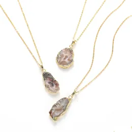 Подвесные ожерелья натуральные куриные Quartz Crystal Stone Pendants 2 Hole Net Заживление Gemstone Charm Connector